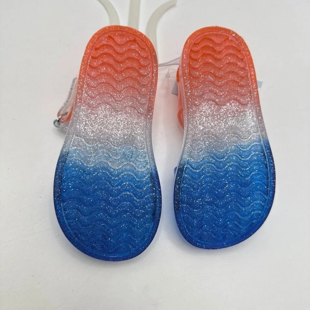 NWT Cat & Jack Tessa Toddler Girls Glitter Jelly‎ Sandals Red Blue Size 7 USA
